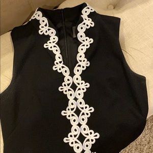 Mandarin collar, sleeveless black dress